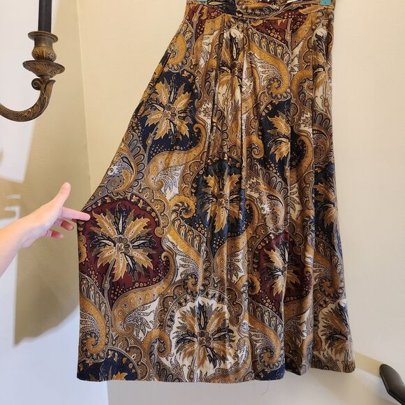 Vtg 90s Y2k Black Floral Maxi Skirt Dark Fairy Whimsigoth Earthy Cottage Baroque - Picture 2 of 8
